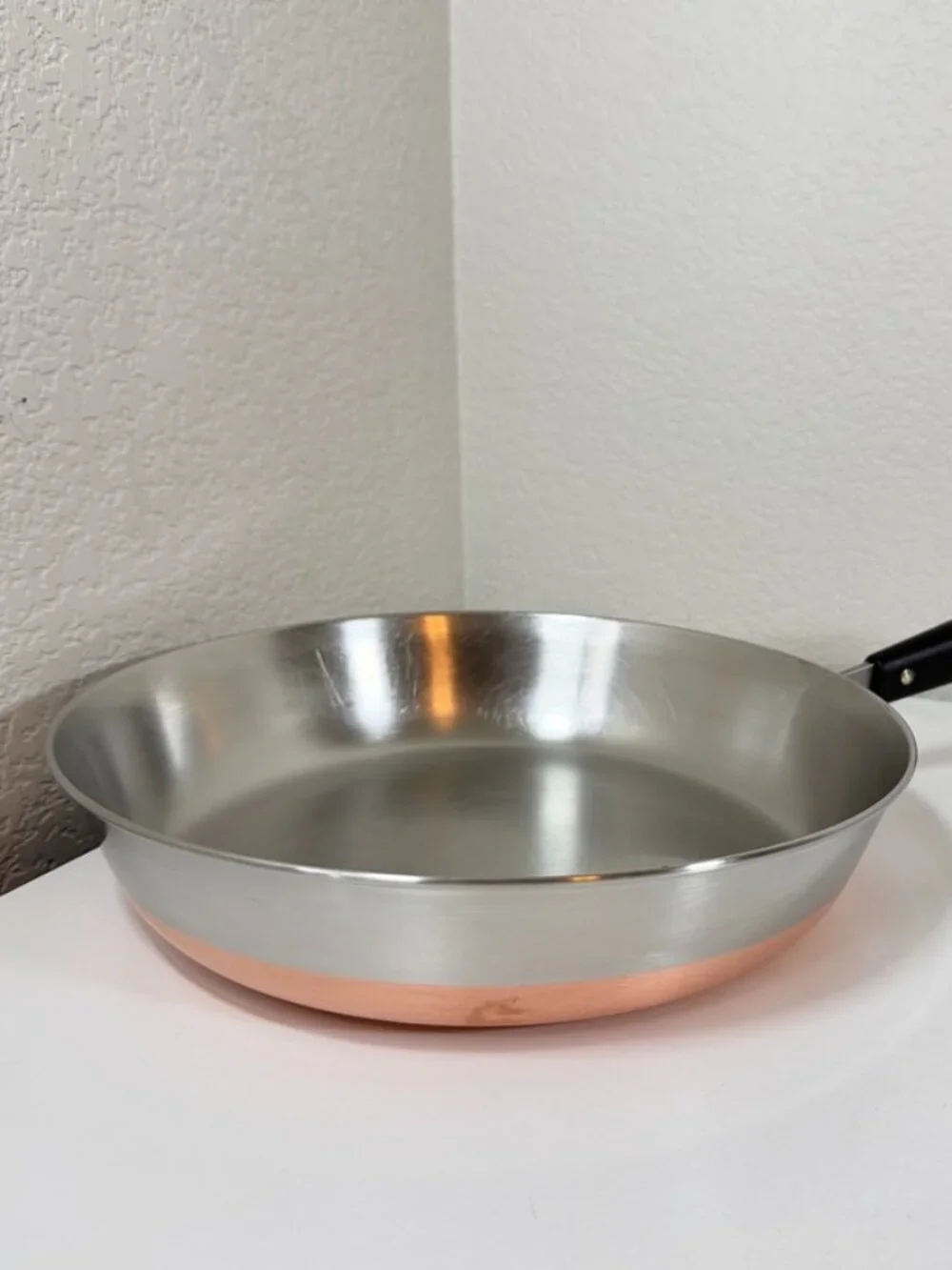 VTG Revere Ware Pre '68 12in Skillet Frying Pan Copper Clad Riverside *NO Lid